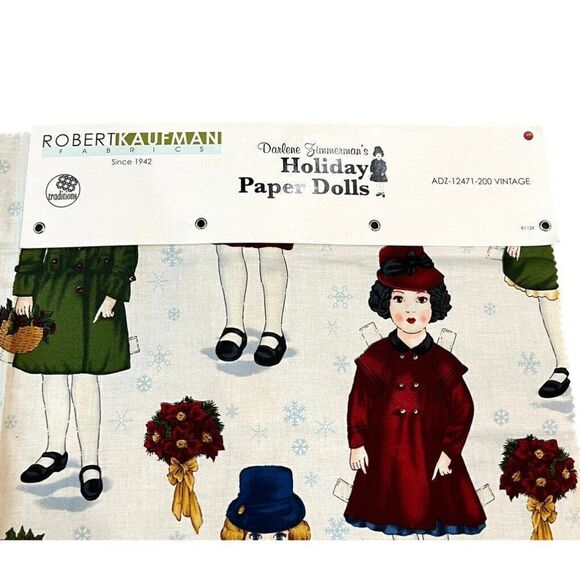 Holiday Paper Dolls Cotton Fabric Darlene Zimmerman Robert Kaufman Lot of 3 New - Picture 3 of 4